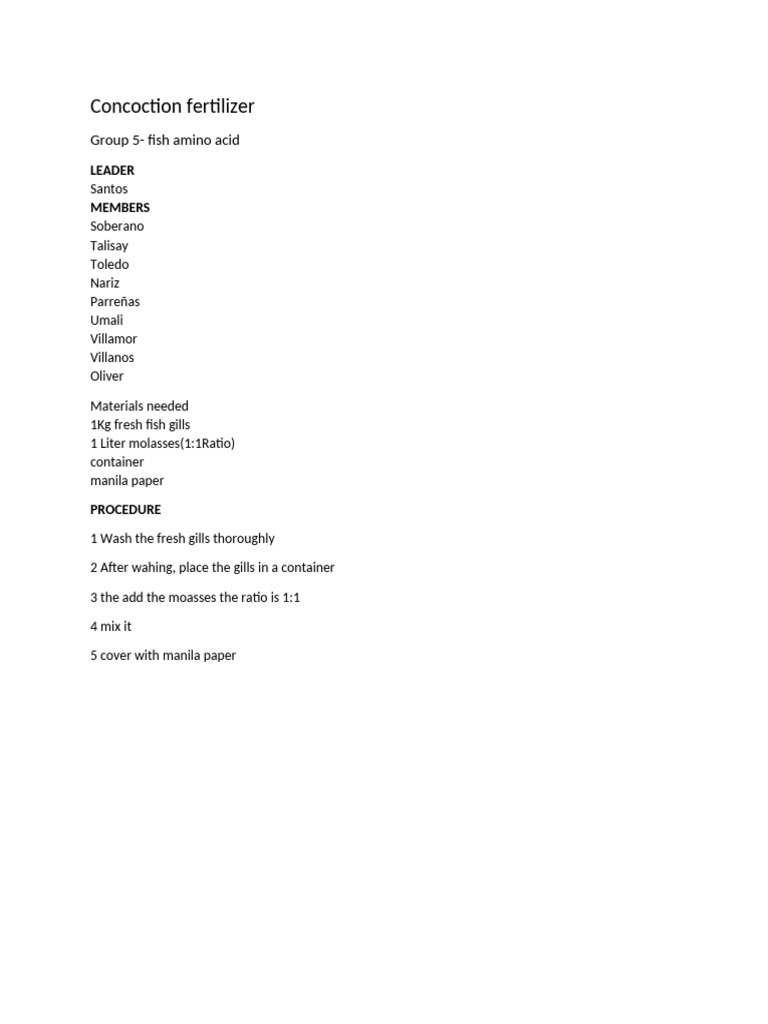 Concoction Fertilizer | PDF