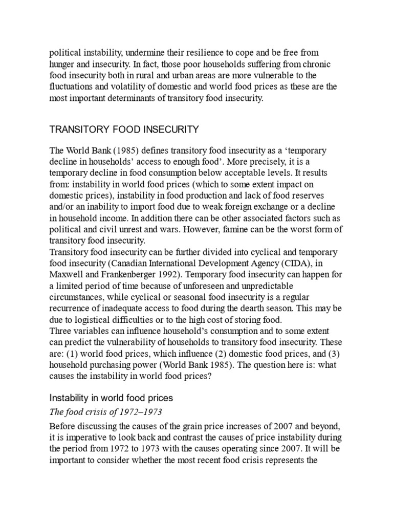 Understanding Transitory Food Insecurity | PDF | Food Security | Cereals