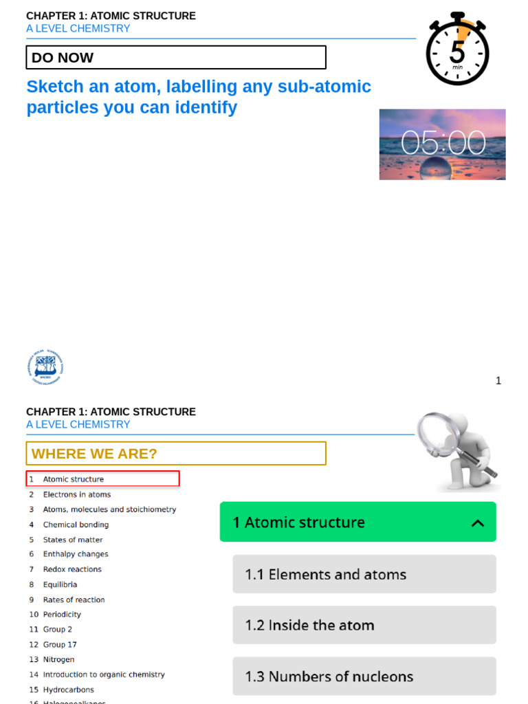 A Level Chemistry: Atomic Structure Guide | PDF | Atoms | Electron