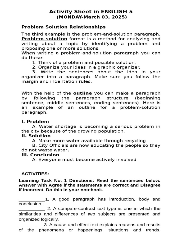 Activity Sheet in ENGLISH 5-Modular | PDF