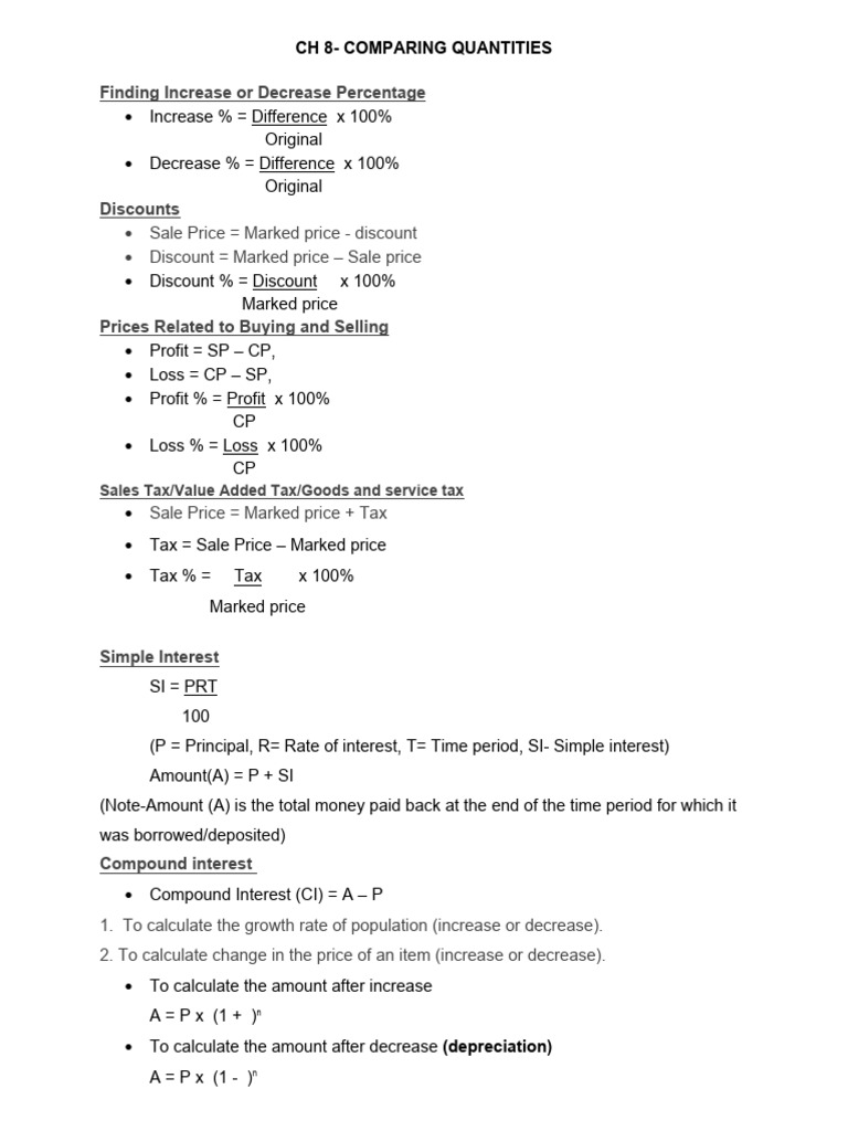 Percentage Calculations and Interest Formulas | PDF