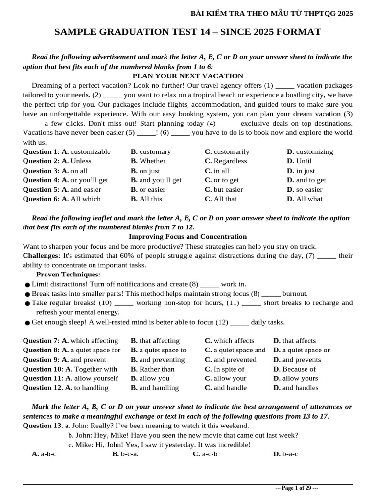 Sample Graduation Test 2025 Format | PDF | Renewable Energy ...