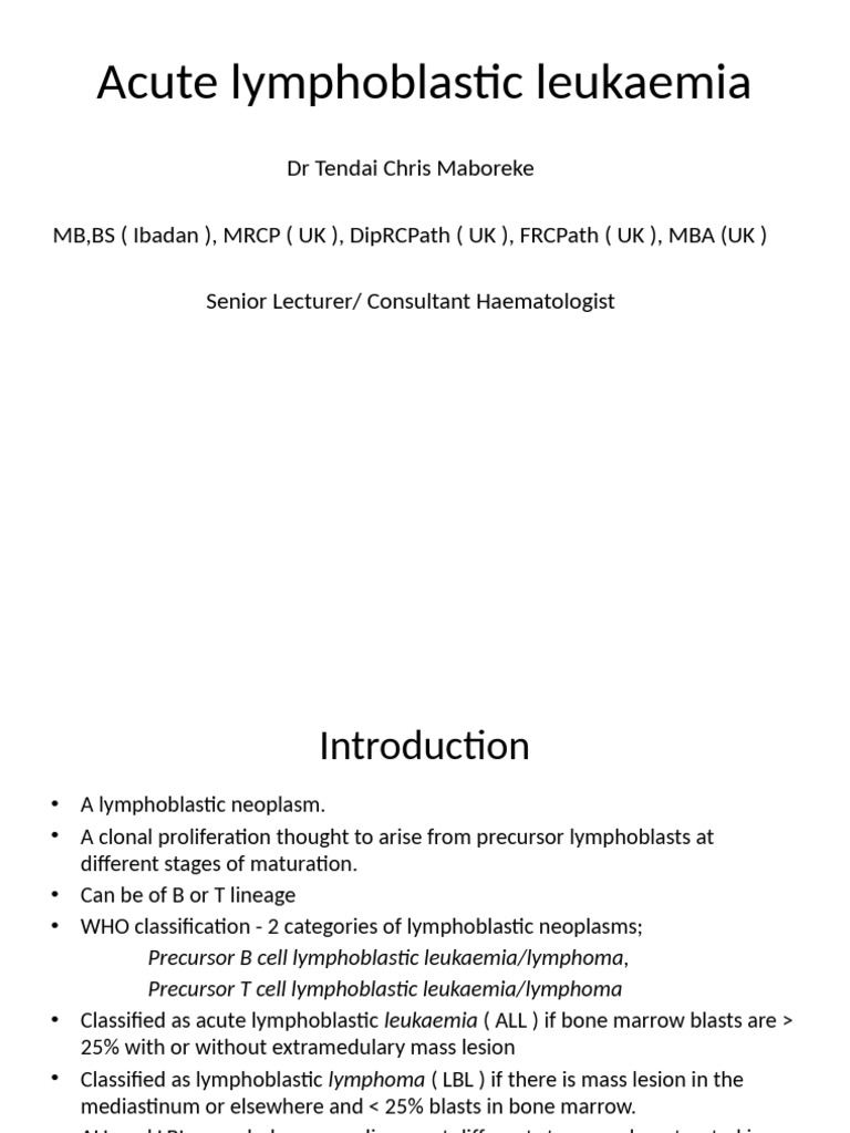 Overview of Acute Lymphoblastic Leukaemia | PDF | Leukemia | Lymphoma