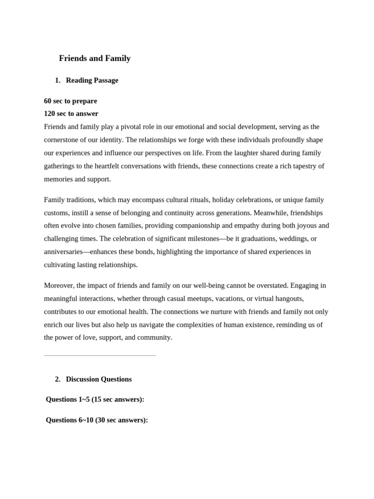 Friends and Family - S | PDF | Empathy | Behavioural Sciences