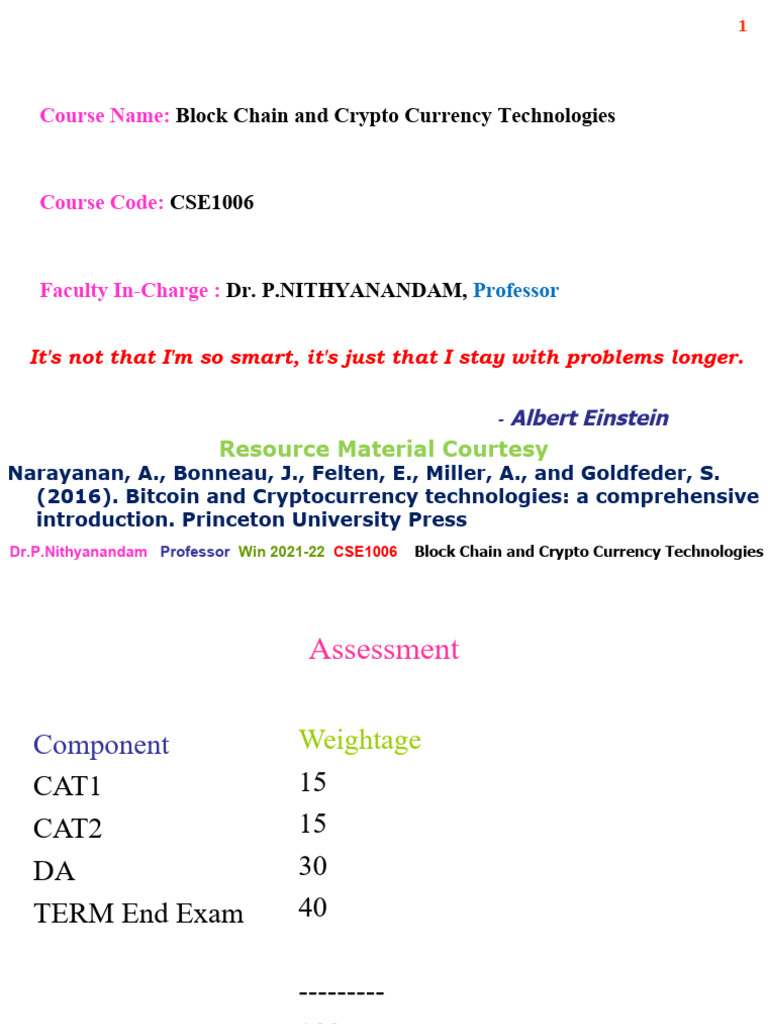 Blockchain and Cryptocurrency Course Overview | PDF | Bitcoin ...