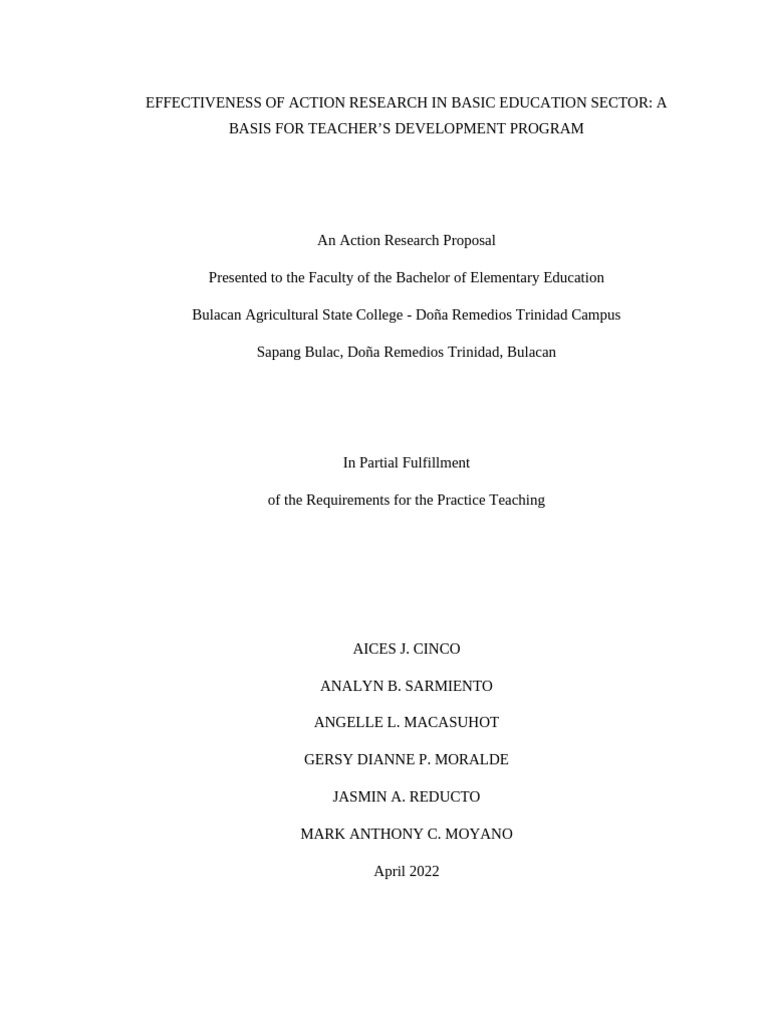 Action Research Proposal SJCB | PDF | Survey Methodology | Methodology
