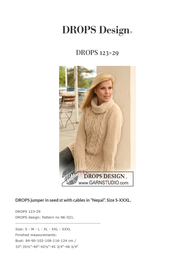 DROPS 123-29 - DROPS Jumper in Seed ST With Cables in Nepal | PDF ...