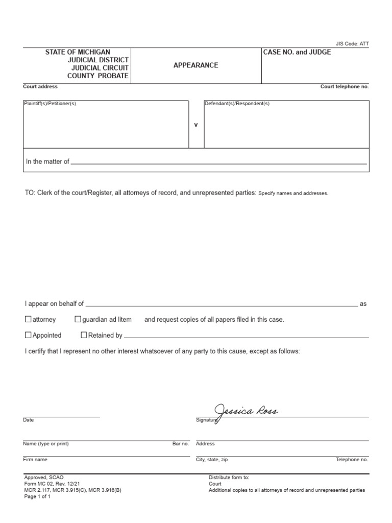 Wayne County Probate Court Appearance Form | PDF | Courts | Law Of The ...