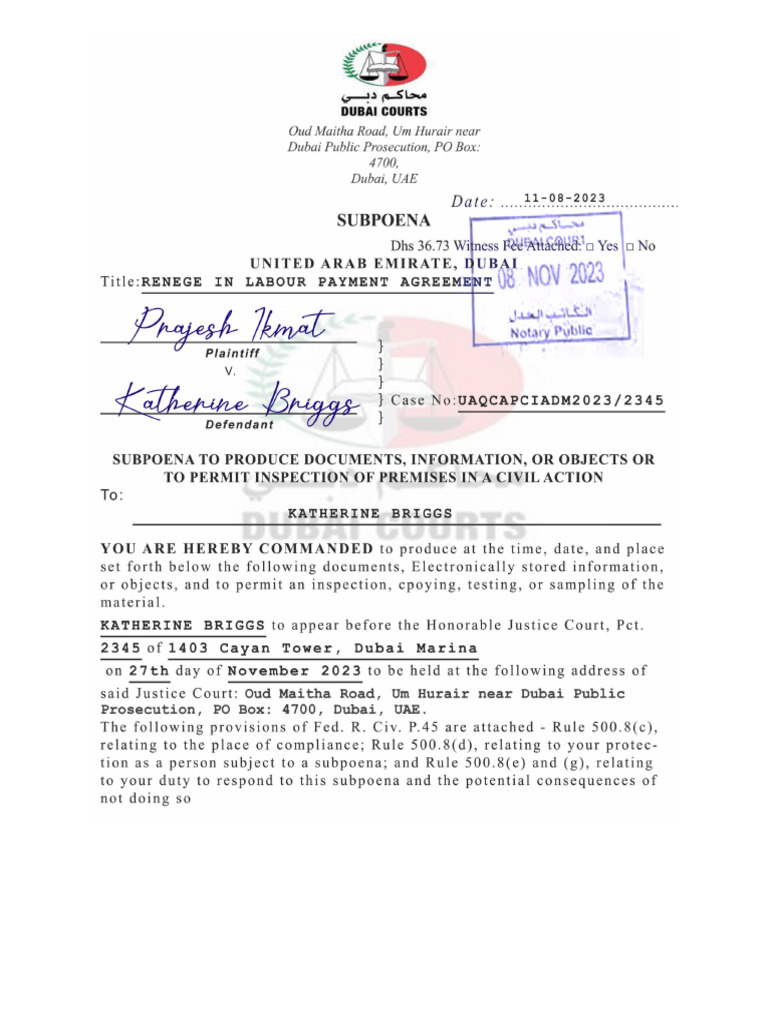 Subpoena Original | PDF