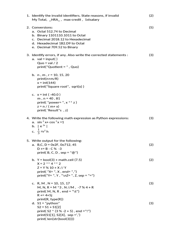 Python Programming Concepts and Exercises | PDF | Computer Engineering ...