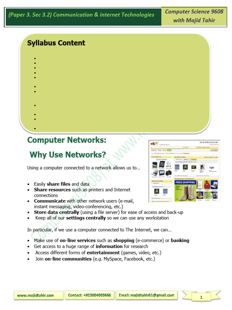 Communication & Internet Technologies Overview | PDF | Computer Network ...