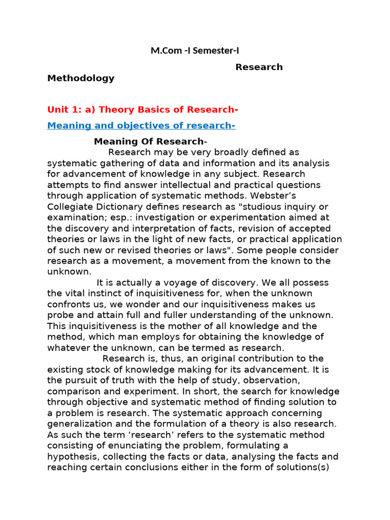 Research Methodology Overview | PDF | Hypothesis | Methodology