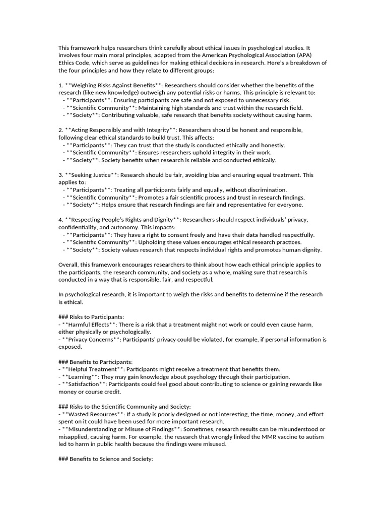 Ethical Principles in Psychological Research | PDF | Informed Consent ...