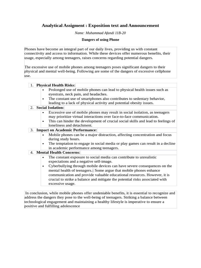 Dangers of Excessive Phone Use for Teens | PDF | Adolescence | Mobile ...