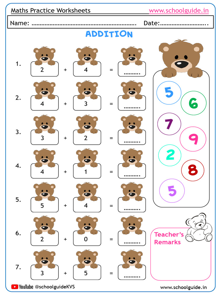 Addition Maths Practice Worksheets | PDF