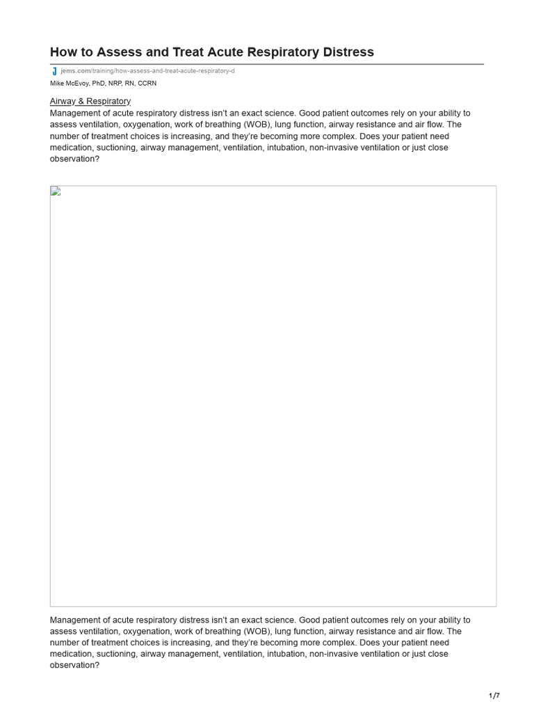 How To Assess and Treat Acute Respiratory Distress | PDF | Respiratory ...
