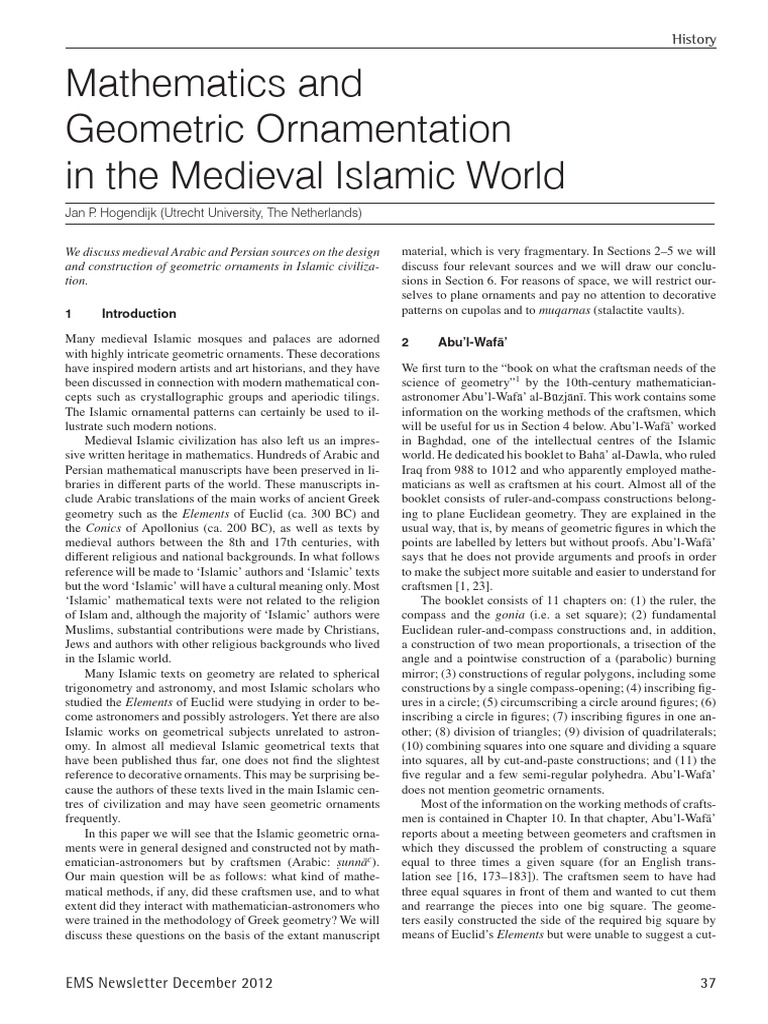 Geometric Ornamentation in Islamic Math | PDF | Geometry | Circle