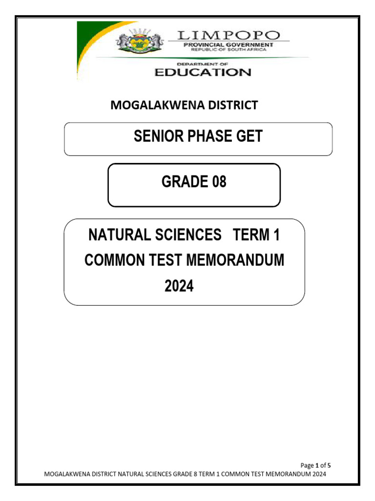 Mogalakwena Grade 8 Natural Science Test 2024 | PDF | Predation | Foods