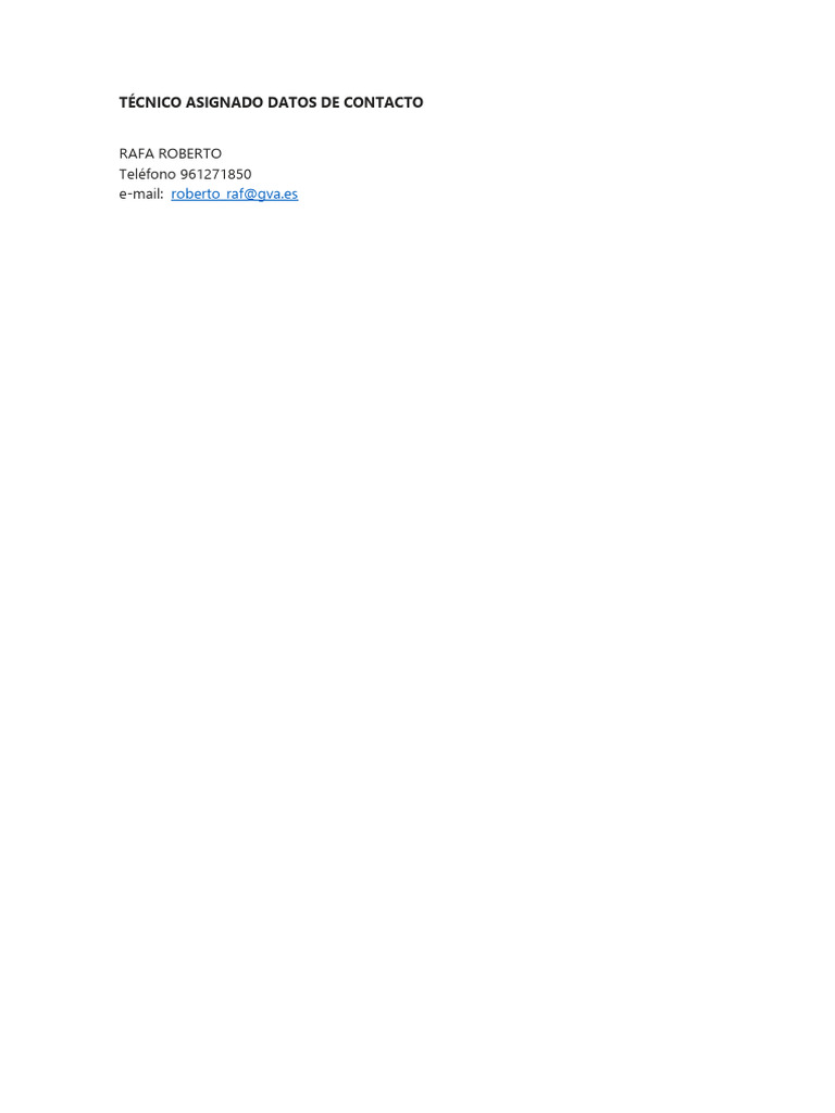 Técnico Asignado Datos de Contacto | PDF