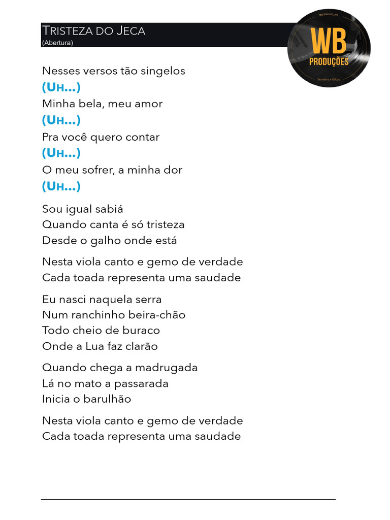 01 Tristeza Do Jeca (Abertura) | PDF