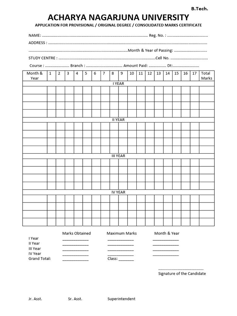 ANU Degree Certificate Application Form | PDF