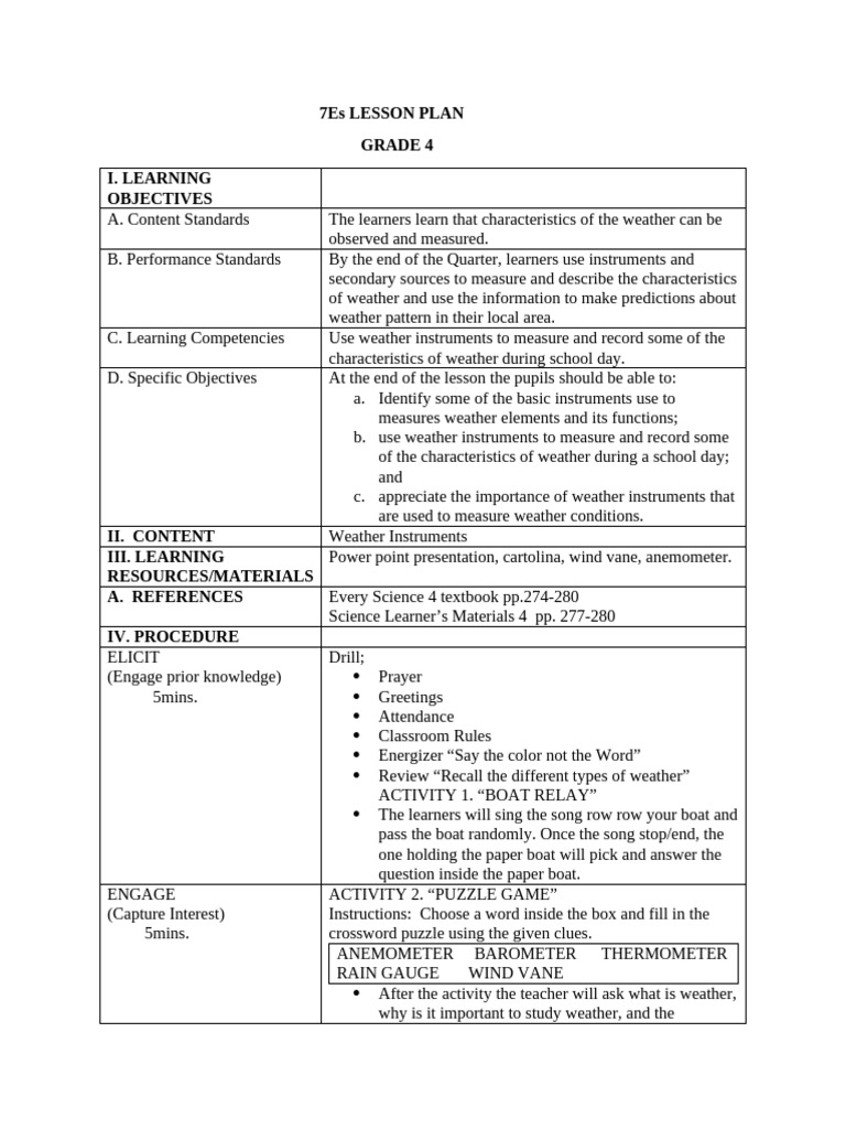 Weather Instruments for Grade 4 Learning | PDF | Learning | Cognition