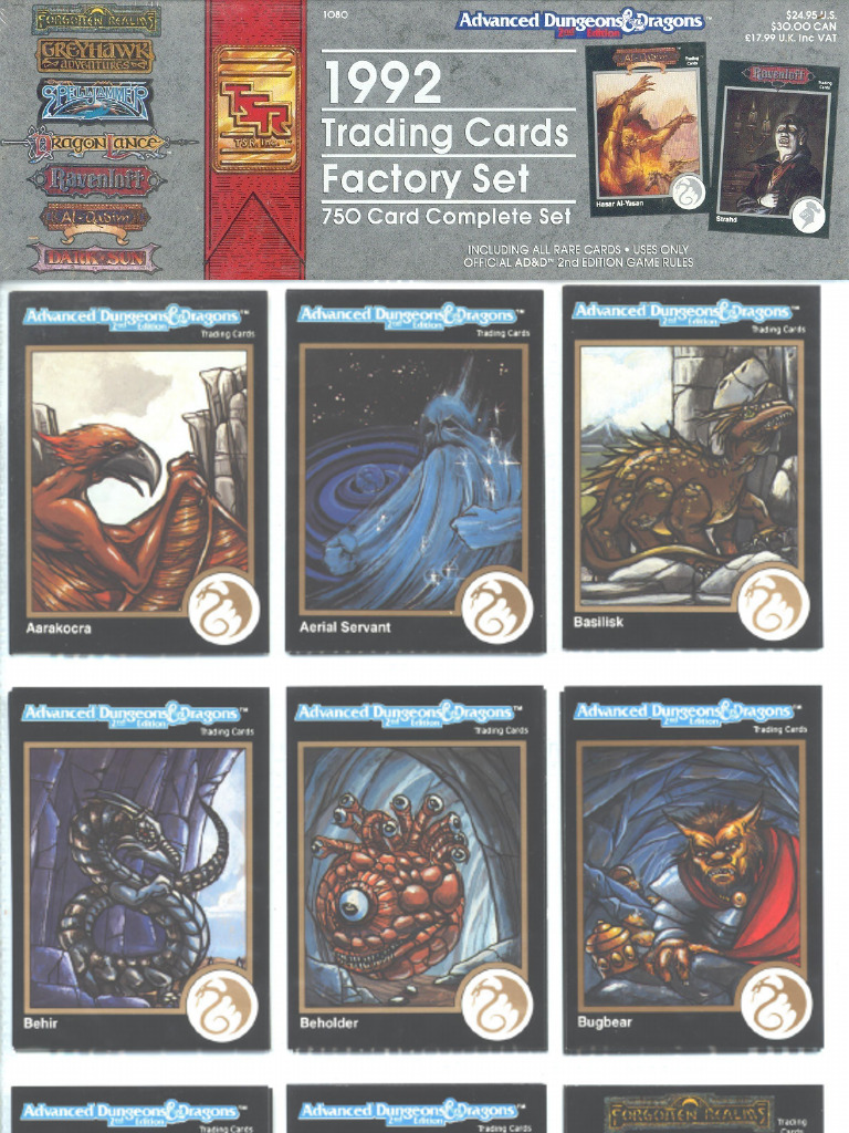 1992 TSR Trading Cards - 750 Card Factory Set | PDF