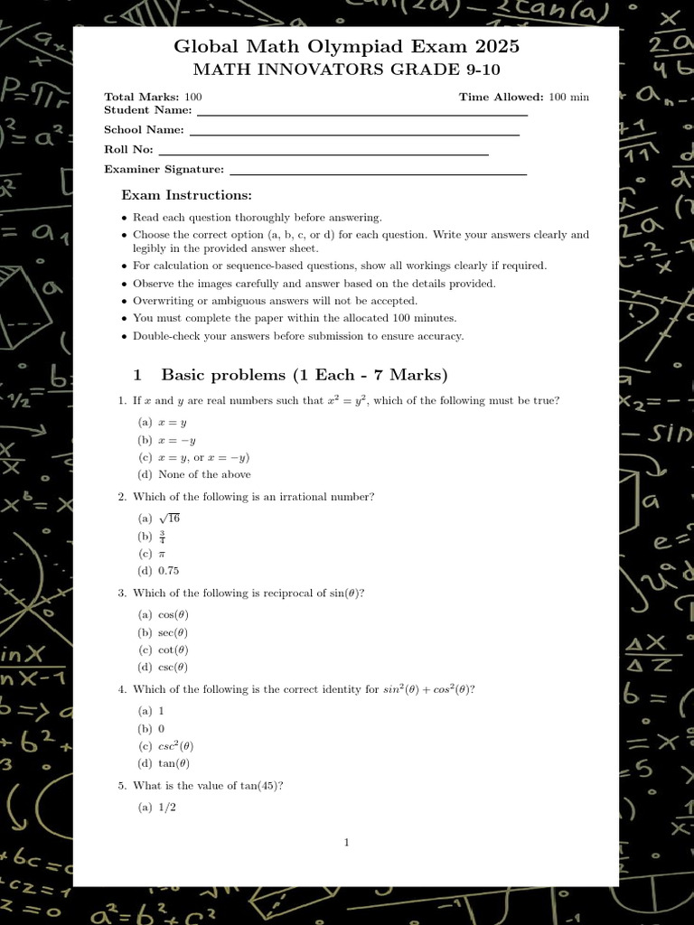 Grade 9 10 1 | PDF | Quadratic Equation | Elementary Mathematics