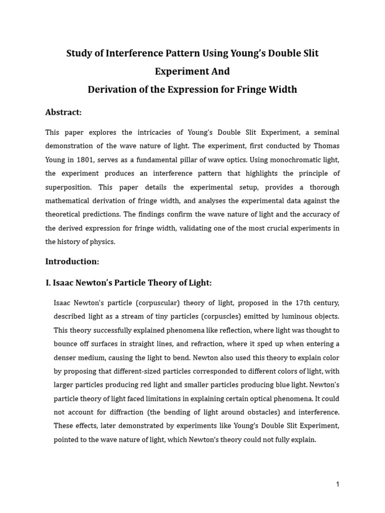 Interference Patterns in Young's Experiment | PDF | Interferometry ...