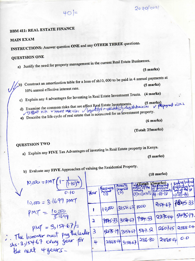 REAL ESTATE Past Papers | PDF