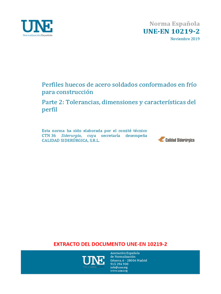 Norma UNE-EN 10219-2: Perfiles de acero | PDF