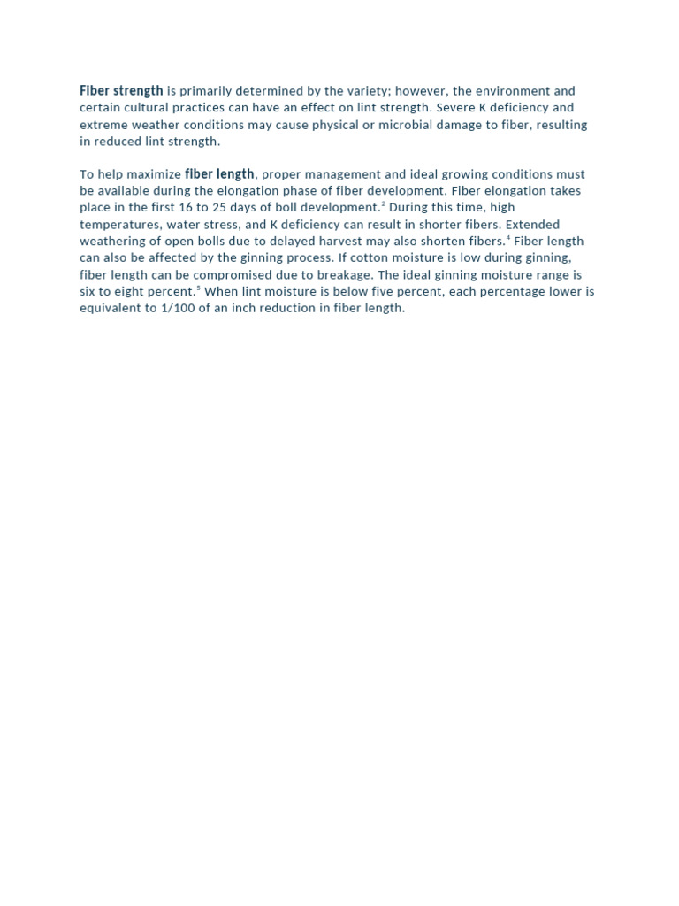 Factors Affecting Fiber Strength and Length | PDF
