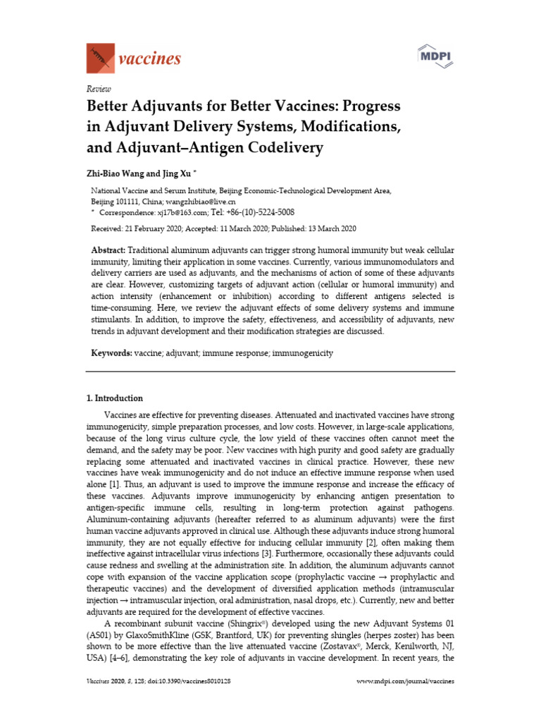 Better Adjuvants For Better Vaccines Progress in A | PDF | Toll Like ...