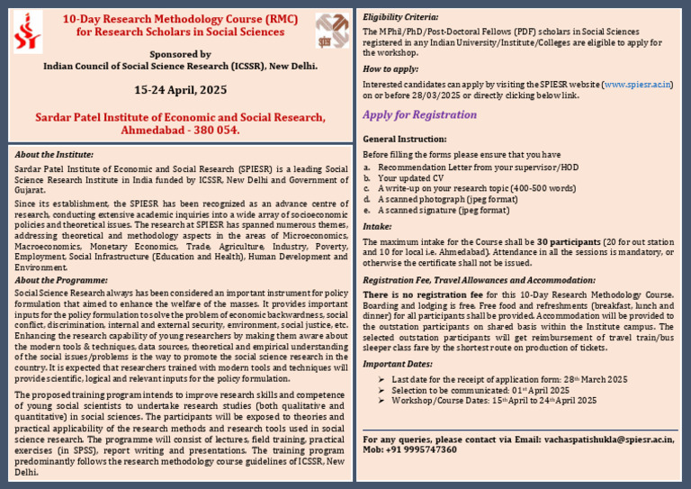 ICSSR Research Methodology Workshop 2025 | PDF | Social Sciences | Science