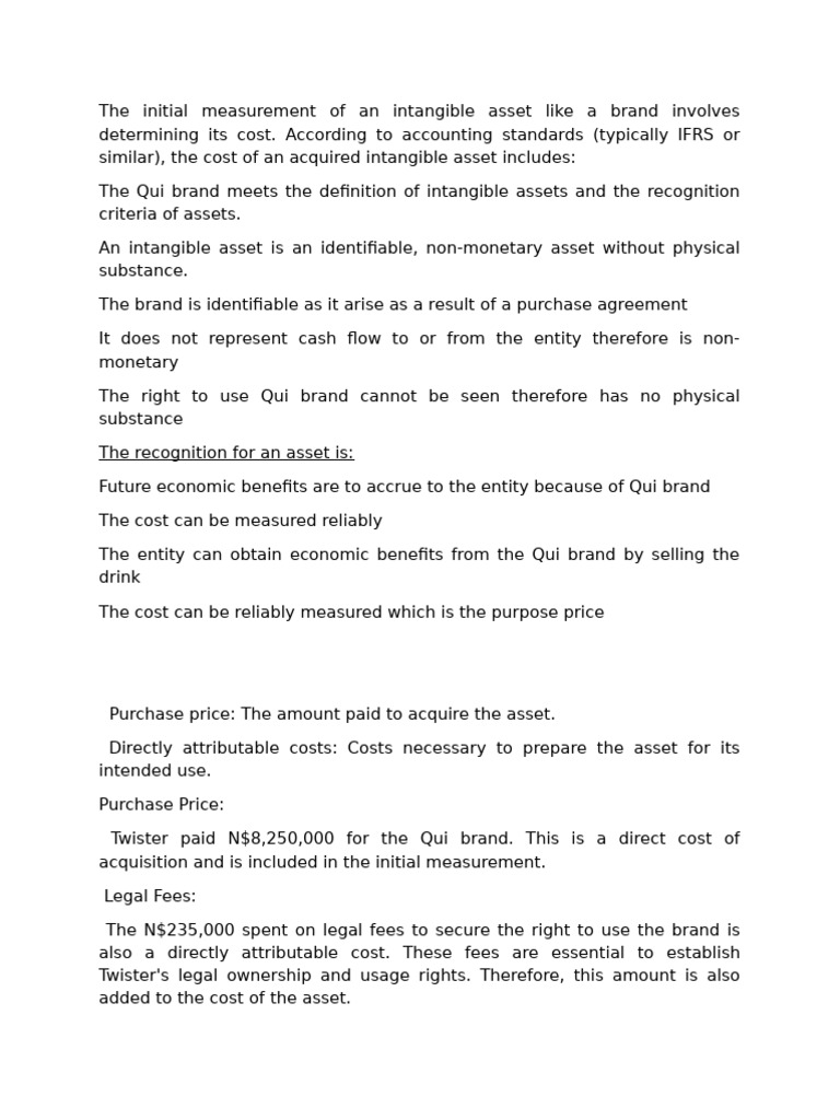 Initial Measurement of Qui Brand Asset | PDF | Intangible Asset ...