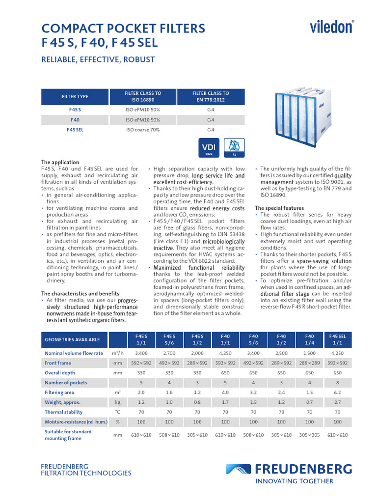 F45S F40 F45SEL DS 02-CC-057-June-2017-EN Low | PDF | Filtration | Flow ...
