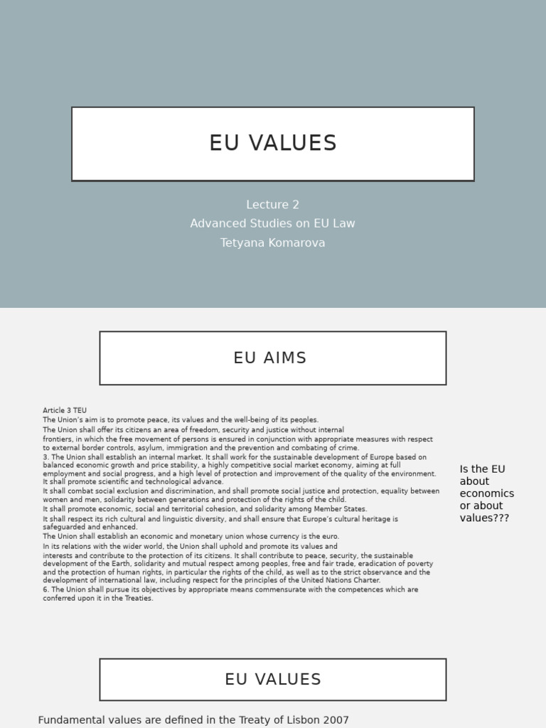 EU Values Lecture 2 | PDF | European Union | Justice