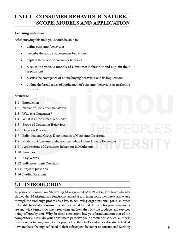 Unit 1 | PDF | Behavior | Consumer Behaviour