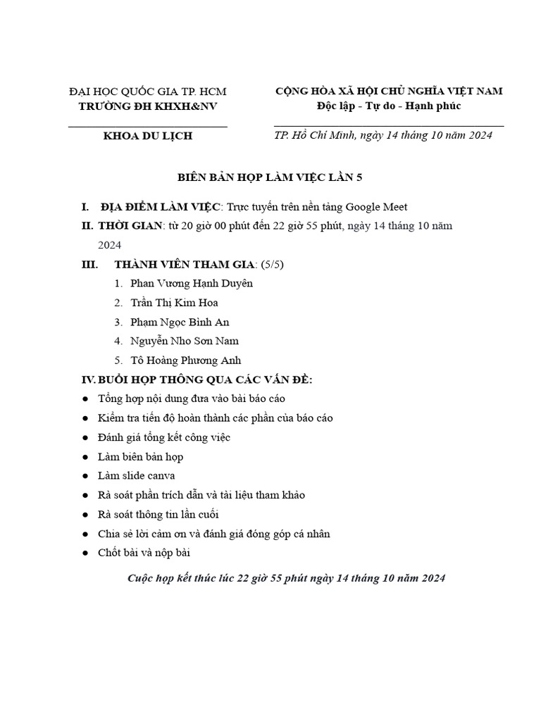 Biên bản họp | PDF