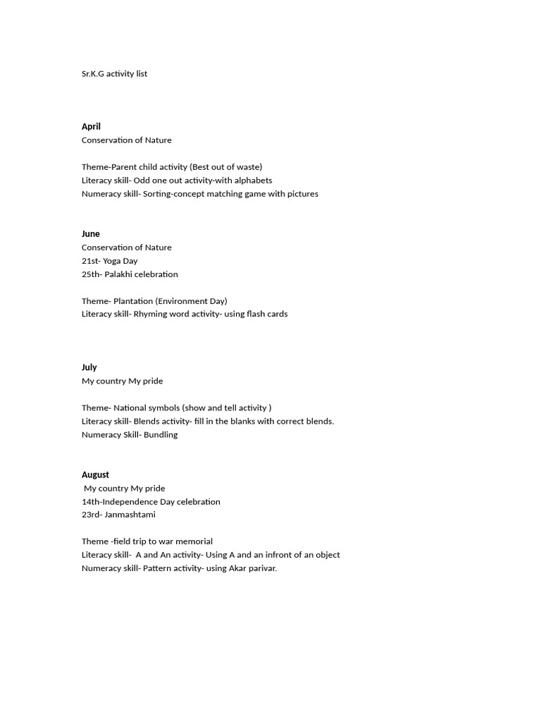 Activities | PDF