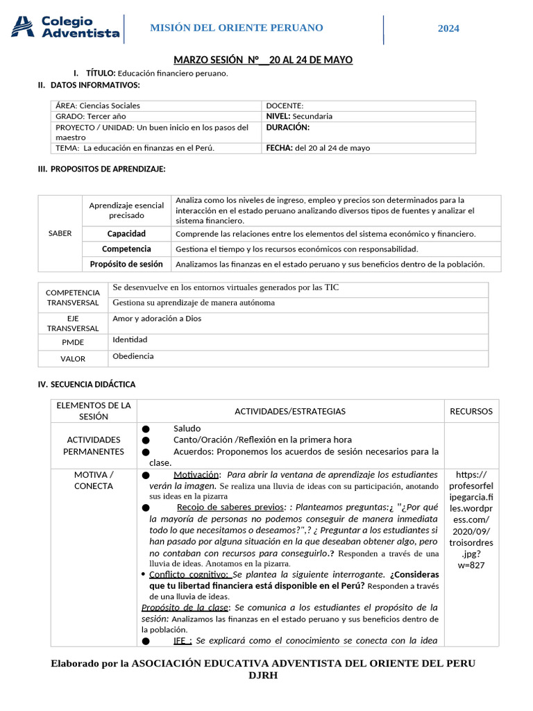 MAYO SESION 20 AL 24 DE MAYO (1) | PDF | Aprendizaje | Perú