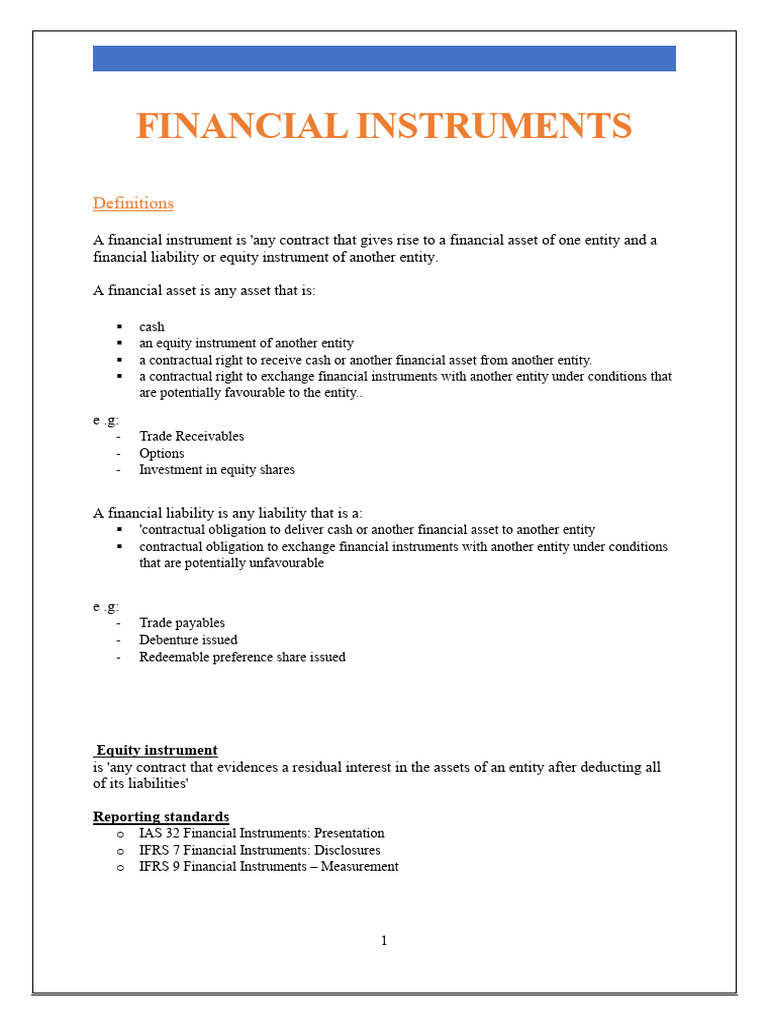Overview of Financial Instruments | PDF | Fair Value | Equity (Finance)