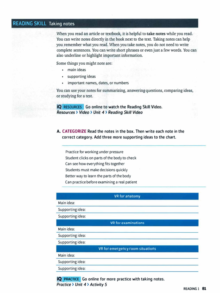 Reading Skill: Taking Notes | PDF | Part Of Speech | Verb
