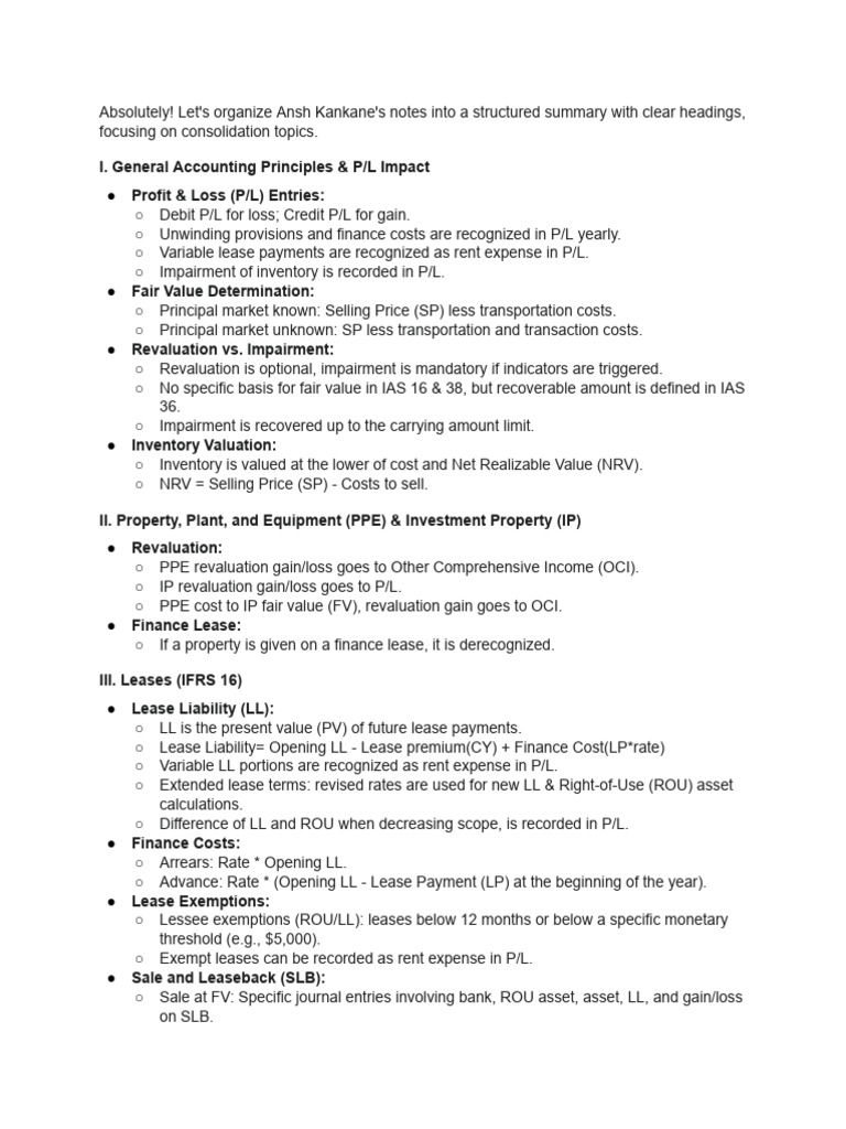 Notes SBR Self | PDF | Fair Value | Goodwill (Accounting)