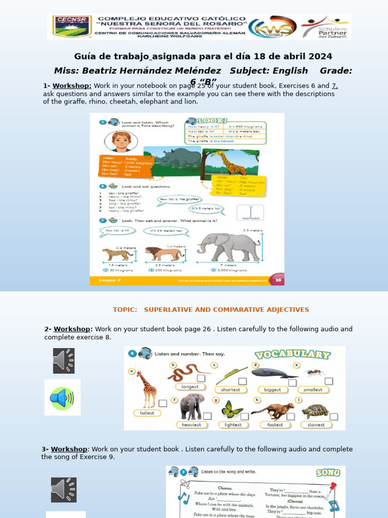 GUIA DE INGLES 6° GRADO B | PDF