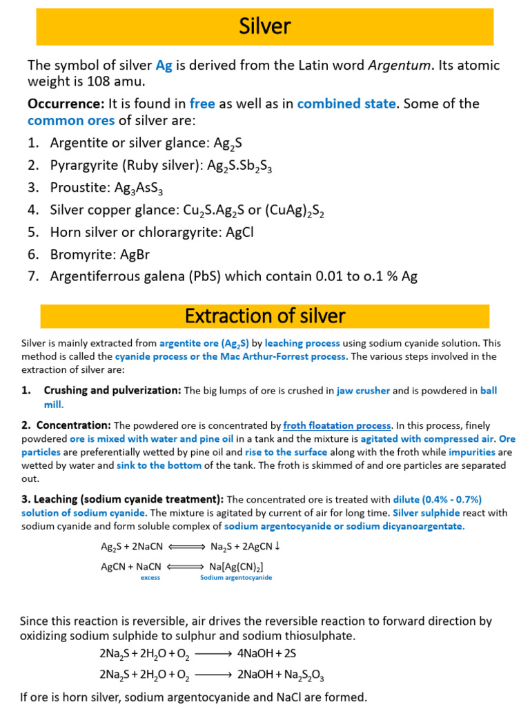 silver | PDF | Silver | Precipitation (Chemistry)