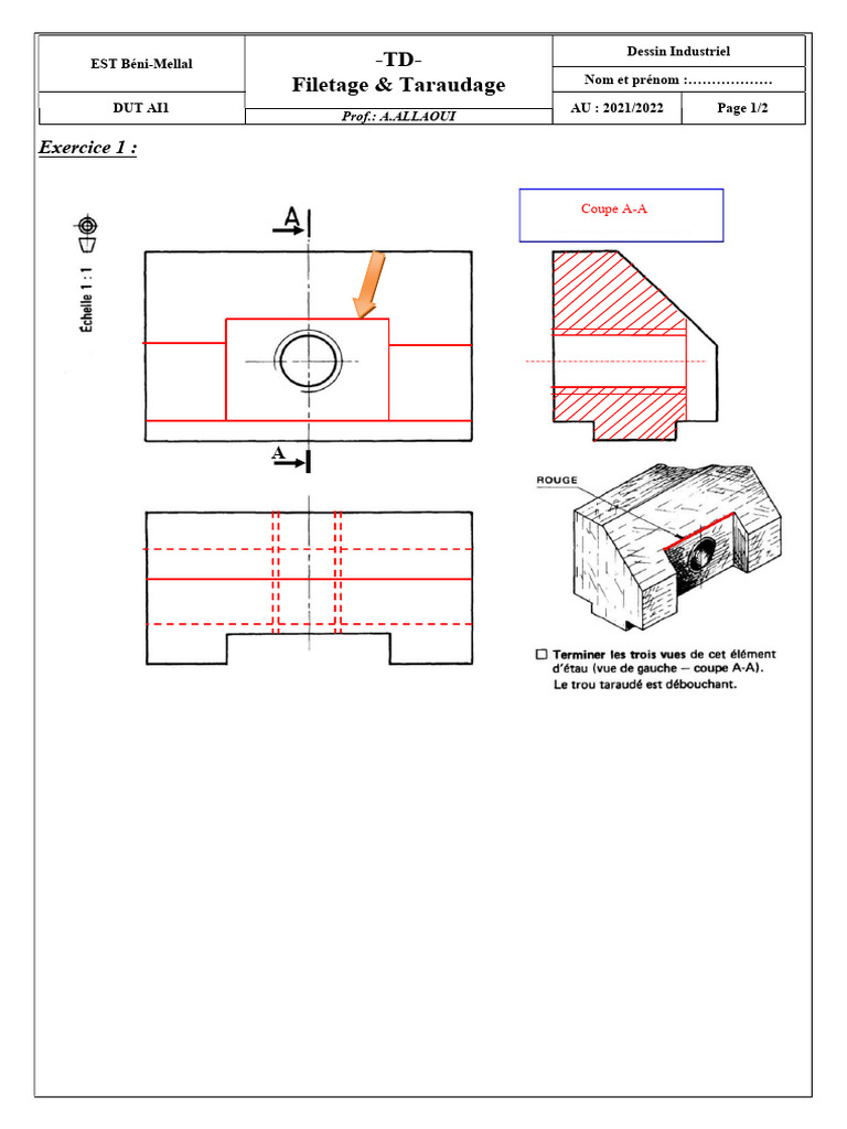 Filetage et Taraudage en Dessin Technique | PDF