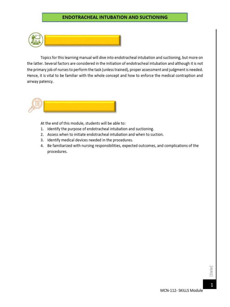 Endotracheal Intubation & Suctioning Guide | PDF | Intensive Care ...