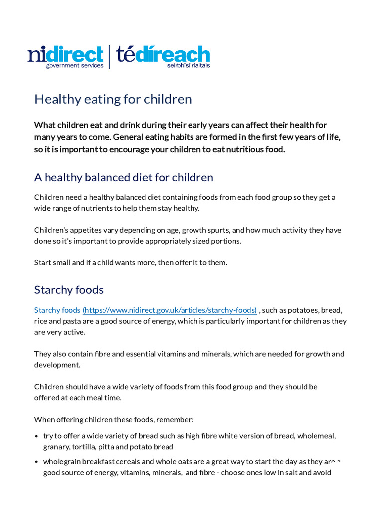 Healthy Eating Guidelines for Kids | PDF | Milk | Diet & Nutrition