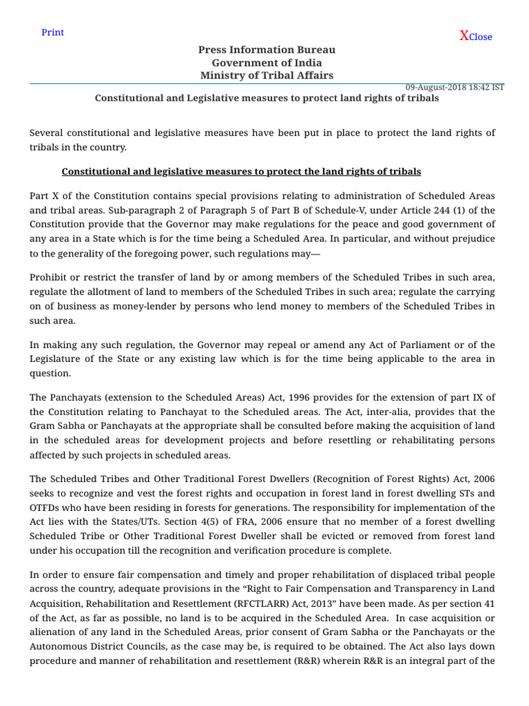 Constitutional and Legislative Measures To Protect Land Rights of ...